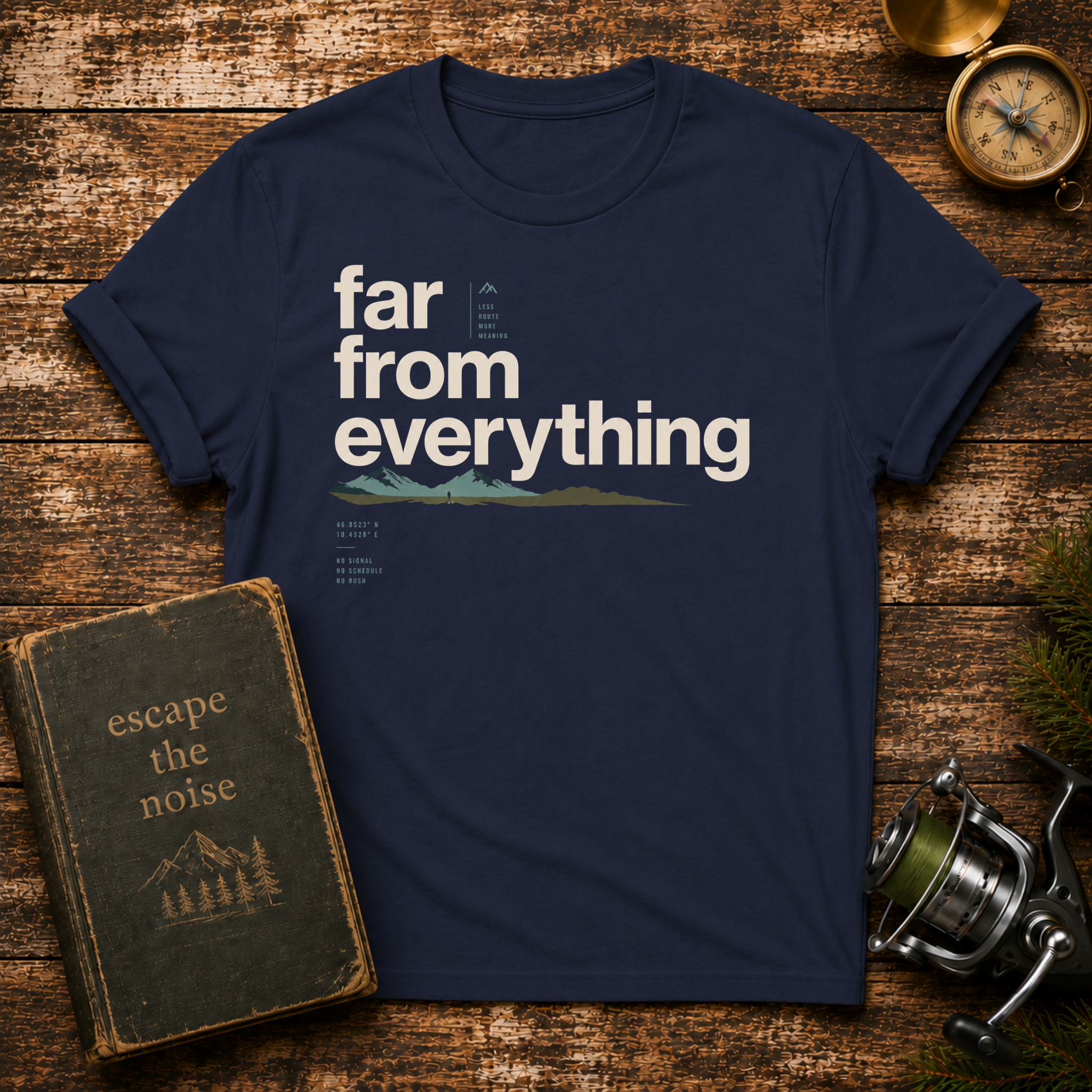 "Far From Everything" Scenic Retro Typography Tee