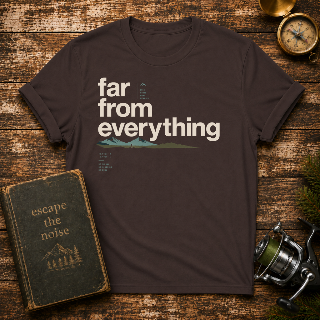 "Far From Everything" Scenic Retro Typography Tee