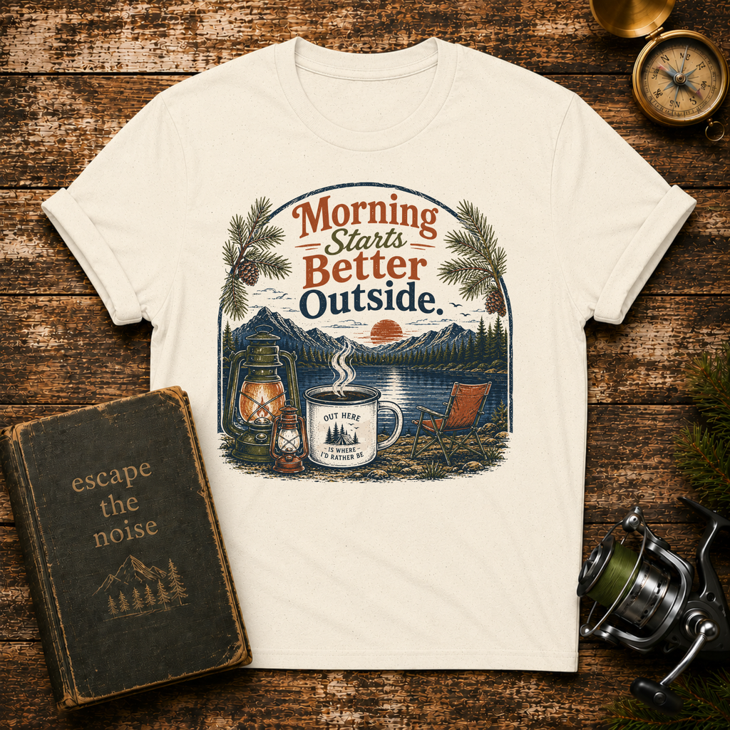 "Morning Starts Better Outside" Coffee & Campfire Graphic