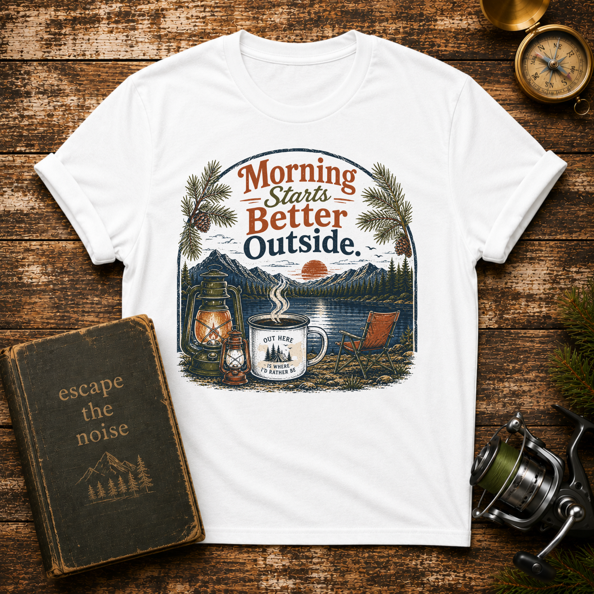 "Morning Starts Better Outside" Coffee & Campfire Graphic