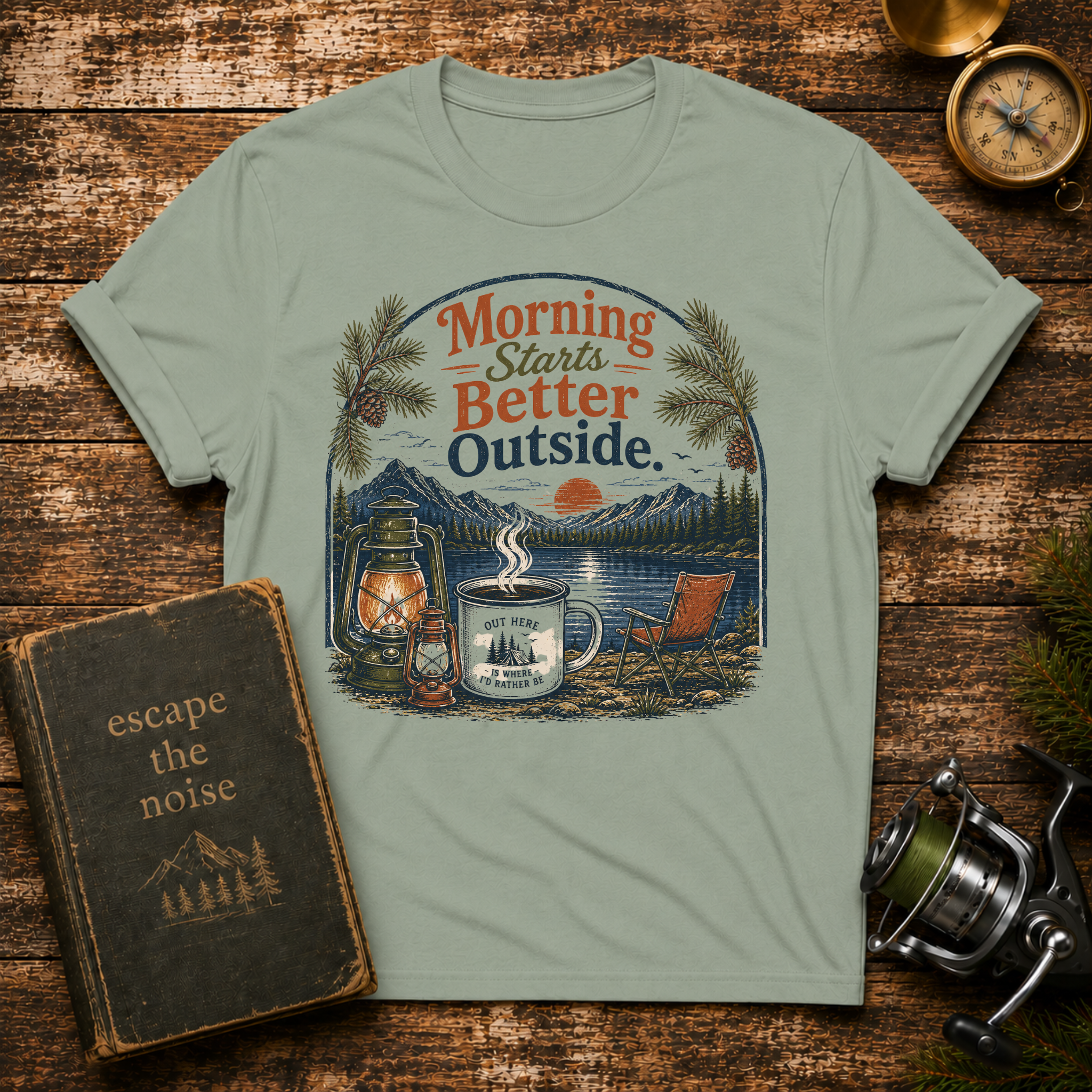 "Morning Starts Better Outside" Coffee & Campfire Graphic