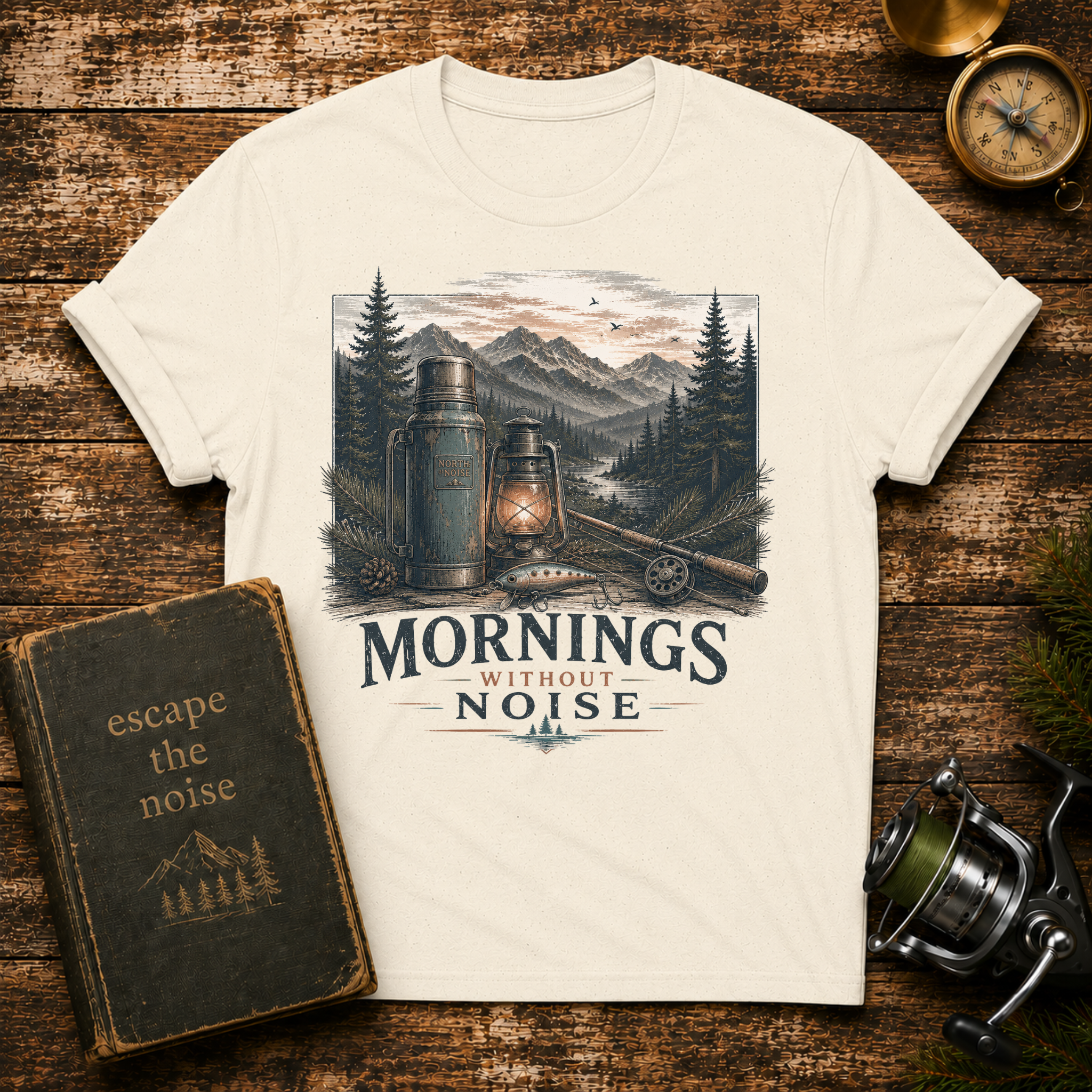 Mornings Without Noise Fishing T-Shirt