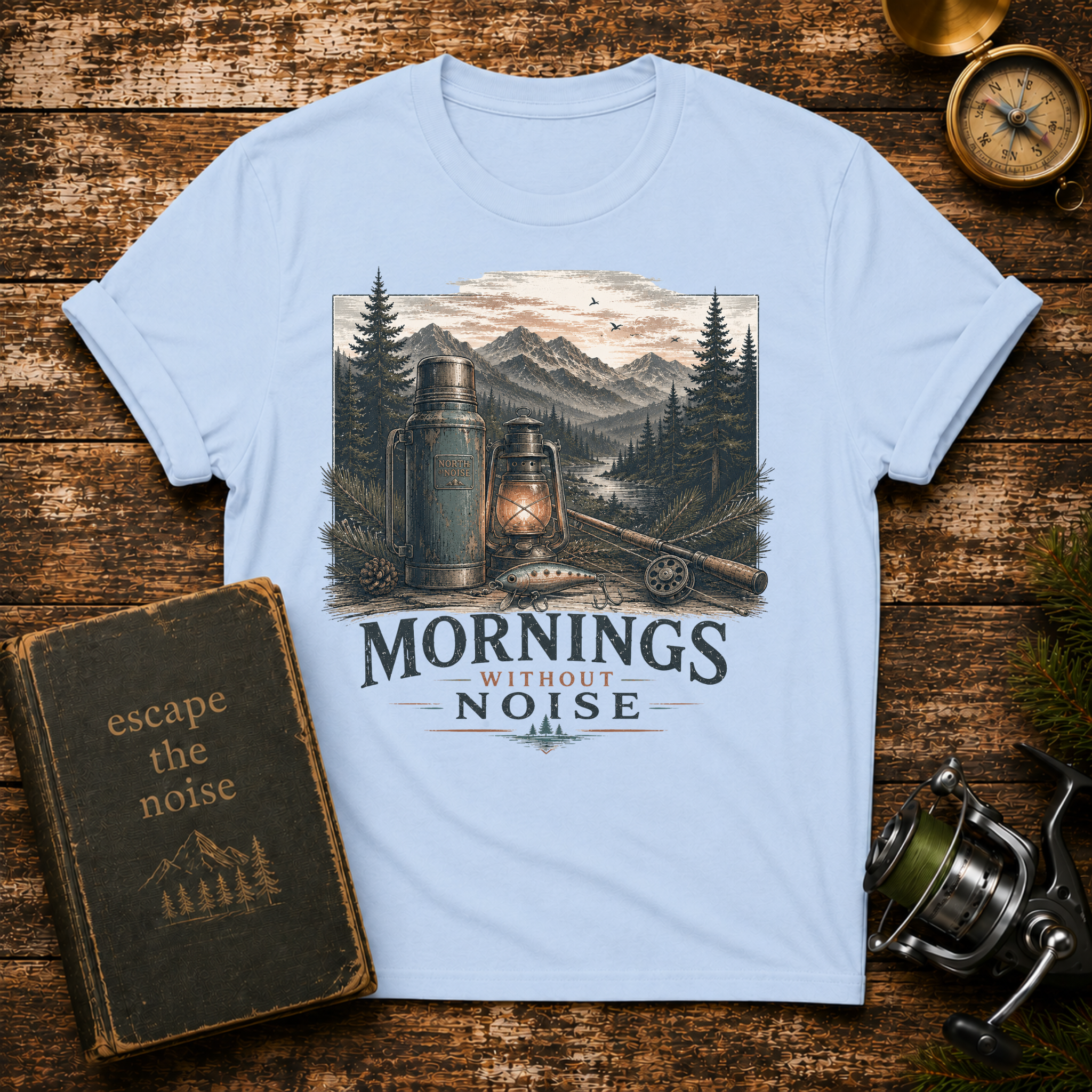 Mornings Without Noise Fishing T-Shirt