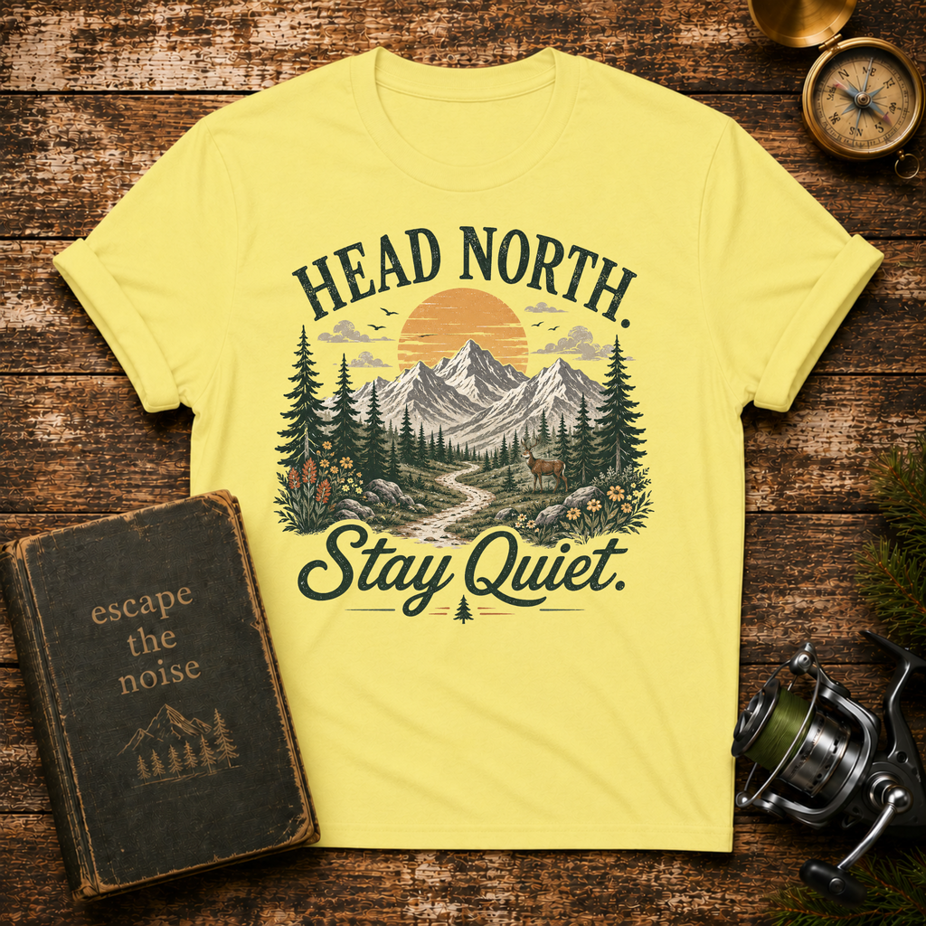 Head North Stay Quiet Mountain T-Shirt