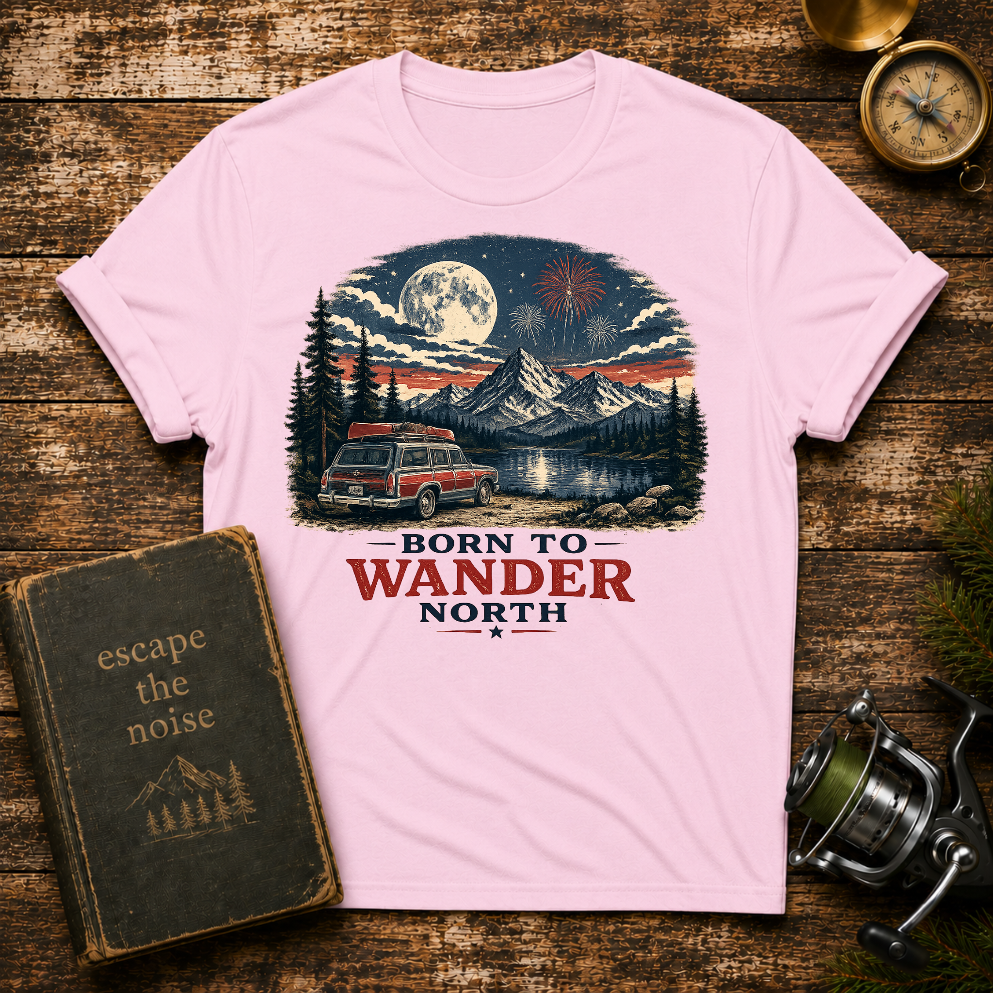 Born to Wander North 4th of July Camper Tee