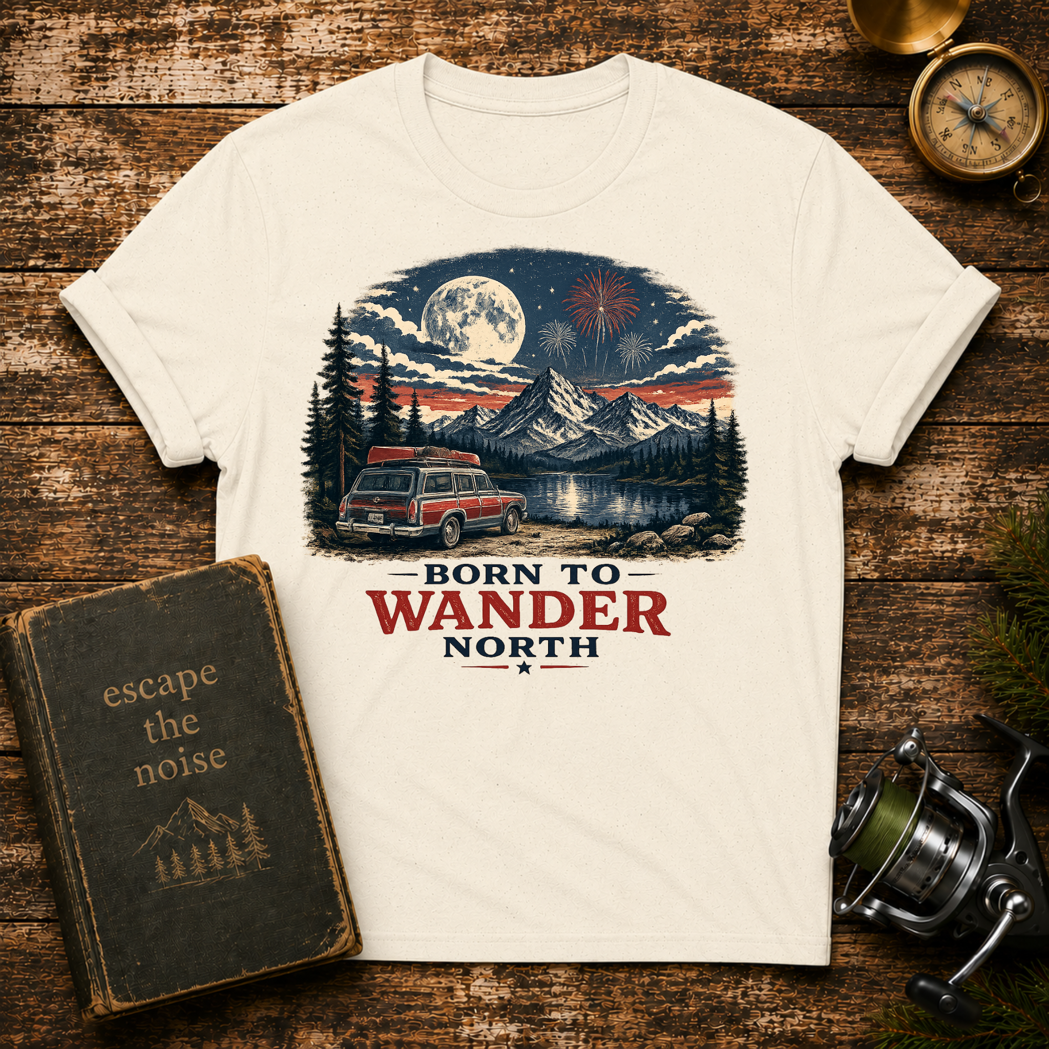 Born to Wander North 4th of July Camper Tee