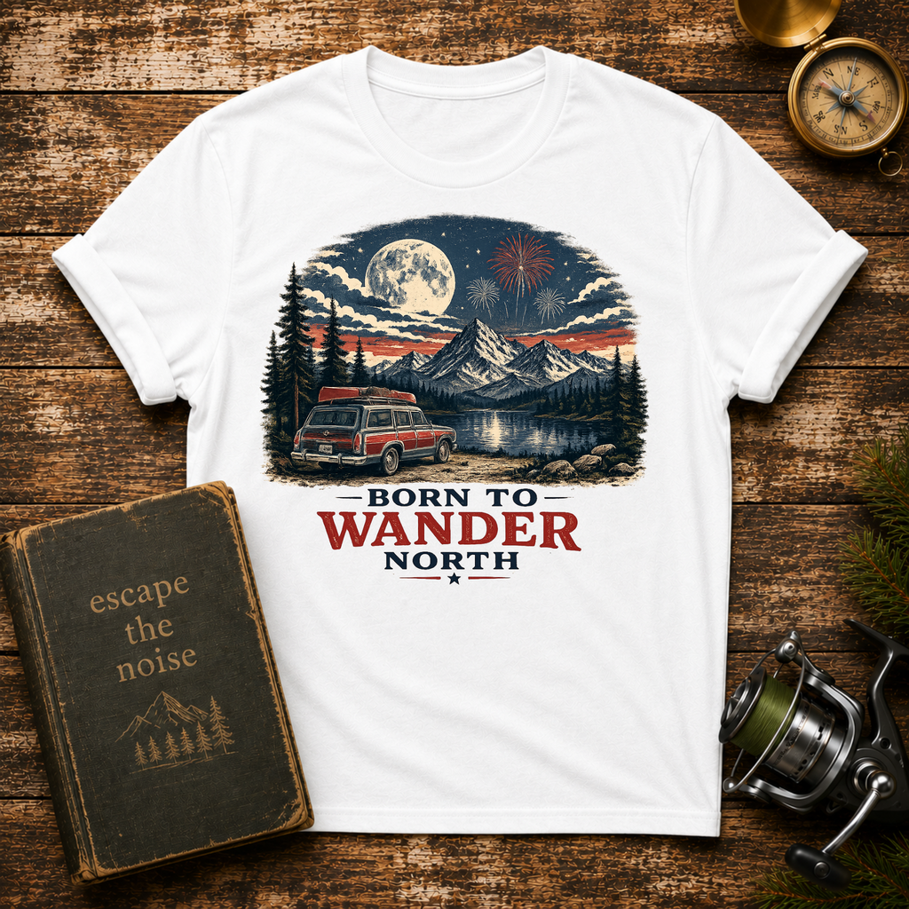 Born to Wander North 4th of July Camper Tee